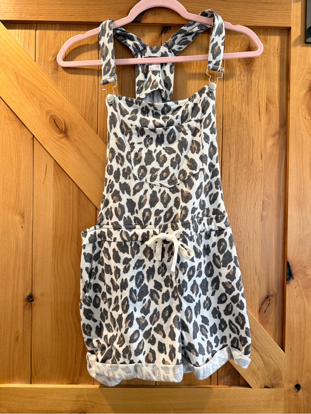 VENUS Leopard-Print Women's Short Overalls - White, Gray, Brown